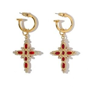 Vanessa Mooney Aalia Ruby Cross Earrings